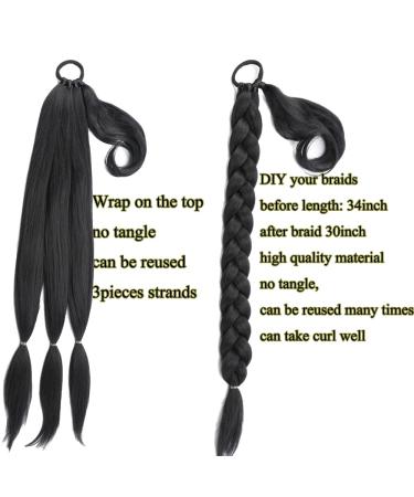 24 Inch 1B Wrap-Around Long Braids Ponytail Extension for DIY Hair Styles | Reusable Woman Braiding Ponytail | Sharopul - Buy Online on GoSupps.com