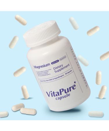 Vitapure+ Capsules Magnesium (Glycinate liposomal) - Supplement to Support Stress Relief Sleep Heart Health Nerves Muscles and Metabolism* - with Magnesium Glycinate - 90 Capsules - Buy Online on GoSupps.com