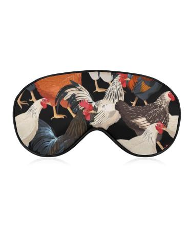 Colorful Hens Sleep Mask Eye Cover for Sleeping Blindfold with Adjustable Strap Blocks Light Night Travel Nap for Men Women