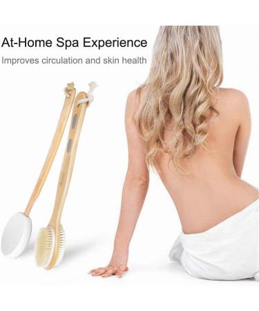 2PCS QUNCI Double-Sided Shower Brush Set for Wet/Dry Body Exfoliation - Bath & Back Exfoliator and Lotion Applicator - Buy Online on GoSupps.com