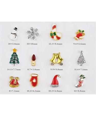 12 Shapes 3D Metal Christmas Nail Art Decoration Slice Alloy Jewelry Glitter Rhinestones Nail Stickers Decal Foil Wheel DIY Tools Manicure (03) - Buy Online on GoSupps.com