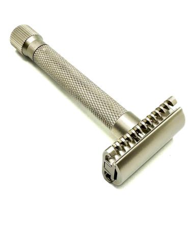 Parker Safety Razor The variant with an open comb - adjustable razor shave with a rotation of the adjustment wheel from mild to aggressively 5 sounds included (Seidenmatt chrome)