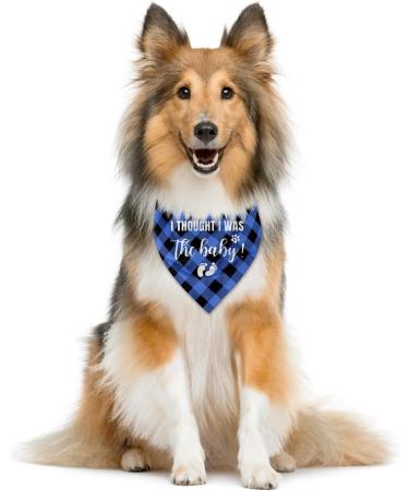 Blue Checkered Dog Bandana - Buffalo Plaid Pet Scarf for Baby Announcement & Gift | Small Medium Large - Buy Online on GoSupps.com