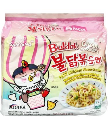 Samyang Hot Chicken CREAMY Carbo Flavour Buldak Ramen Noodles - CREAMY Carbonara 700g (Pack of 5) HALAL  - Buy Online on GoSupps.com
