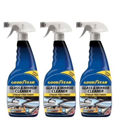 3 x 750ml Glass & Mirror Cleaner For A Streak-Free Finish Leaves Window Crystal Clear
