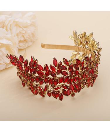 Sither Bridal Crystal Headband | Large Silver Headpiece for Bride | Prom Hair Accessories | Red Hair Clip for Wedding Party Gift - Buy Online on GoSupps.com