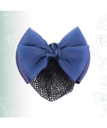 Bowknot Snood Net Barrette Hair Clip Bow Bun Cover Elastic Women Lady Hair Accessories Decor (Dark Blue) - Buy Online on GoSupps.com