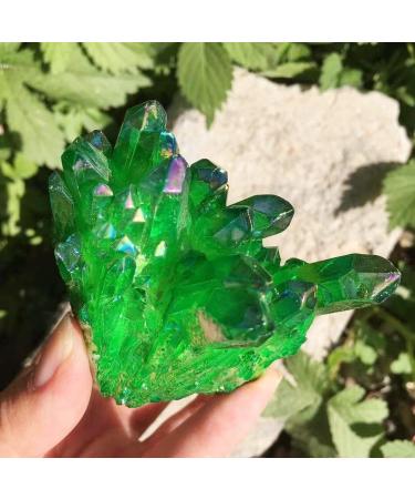 Home Decoration 100-120g Natural Crystal Green Angel Aura Quartz Cluster specimens Cured Titanium Coating Quartz Cluster Stones Obelisk (Size : 110-120g) - Buy Online on GoSupps.com