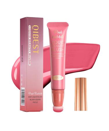 Liquid Blush Beauty Wand Matte Cream Blush Stick with Soft Cushion Applicator For Natural Cheek Tint Blendable Lightweight Long Lasting Dewy Finish makeup blush for Face(02 Peach Pink)