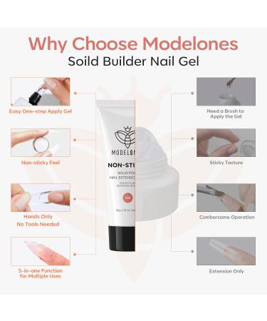 Modelones Solid Builder Gel for Nails - Non-Sticky Poly Gel Nude Hard Gel for Nail Extensions & 3D Art 50g - Beginner-Friendly Molding Gel - Buy Online on GoSupps.com