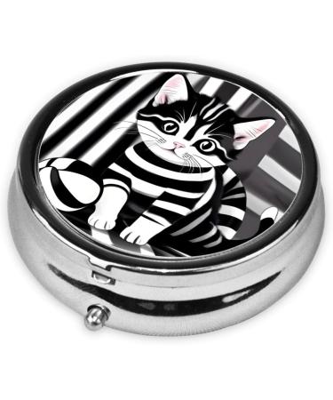 Black and White Striped Pill Box Organizer - 3 Compartment Travel Pill Container for International Shipping - Buy Online on GoSupps.com