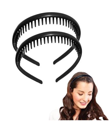 Unisex Headbands Teeth Comb Hairband 2 Pack Sports Hair Bands Plastic Toothed Hairbands Non-Slip Headbands for Women Men