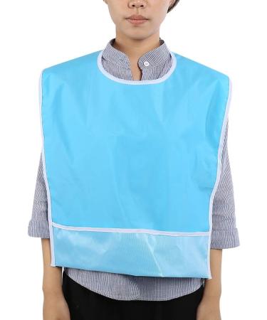 Eating Bib Clothes Protector Comfortable 2 Colors Optional Portable Waterproof Home Care Elderly Eat out for Older Adult(Light Blue) - Buy Online on GoSupps.com