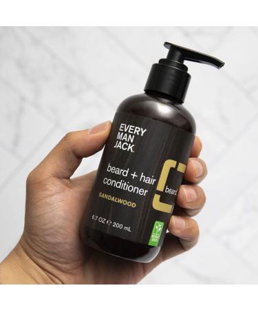 Every Man Jack Beard & Hair Conditioner - Sandalwood Fragrance - Shea Butter & Cocoa Butter - 6.7oz Twin Pack - Buy Online on GoSupps.com
