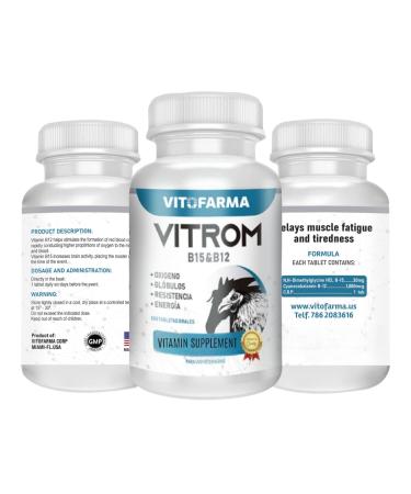 VITAMINA B15&B12 para GALLOS  VITROM B15&B12 100 TABLETAS Rooster - Buy Online on GoSupps.com