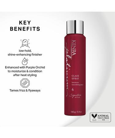 Kenra Platinum Glass Spray 6 - Luminous Nourishing Hairspray for Heat Styling, Frizz Control, and Shine - 5 Fl Oz - Buy Online on GoSupps.com