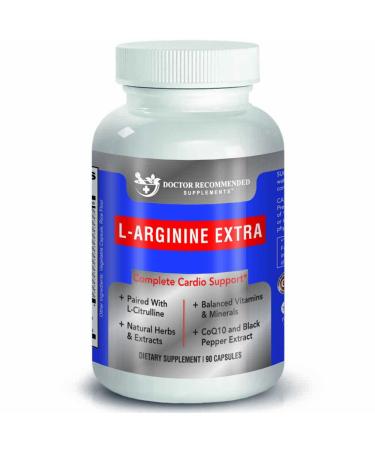 Doctor Recommended L-Arginine Supplement – Supports Muscle Mass – Improves Blood Flow – Nitric Acid Precursor – Blended with Vitamins and Cardio Support Ingredients – 100% Vegetarian – Made in USA