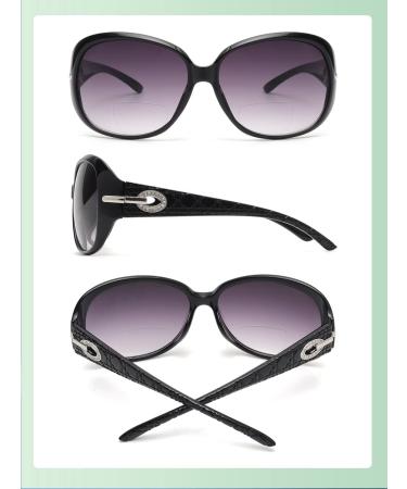 JM Classic Bifocal Reading Sunglasses for Women - Vintage UV Protection Outdoor Glasses - Black 2.25x - Buy Online on GoSupps.com