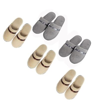 Tianmao 5 pairs of slipper hotels lipper tortier hip slippers with closed toes universal size 28.5 * 11cm coral fleece guest slippers for spa party guests hotel and travel unit size 2 gray