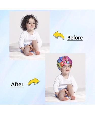 3 Pack Kids Satin Bonnets - Adjustable Silk Sleeping Cap for Toddler Child Baby - Fun Prints - Shower & Night Hat - Buy Online on GoSupps.com