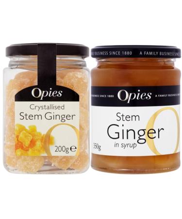 Ginger Bundle with Opies Crystallised Stem Ginger 200g with Opies Stem Ginger in Syrup 350g (2 Pack)