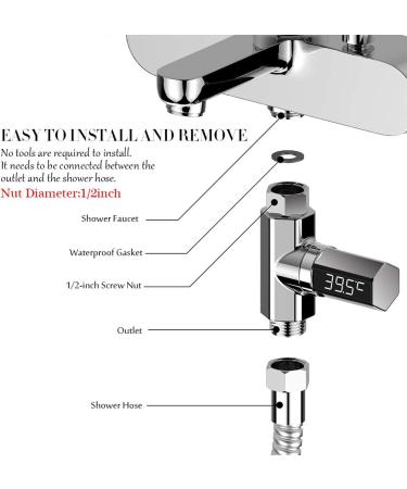 Kylewo Bathe Thermometer - LED Display Shower Water Clock Real-Time Temperature Monitoring (5-85 C) with 360 Rotating Screen - Buy Online on GoSupps.com