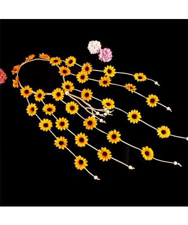 Boho Sunflower Flower Headband | Hippie Floral Crown Hairband for Women and Girls | Handmade Yellow Hair Accessories for Party, Cosplay, and Decoration - Buy Online on GoSupps.com
