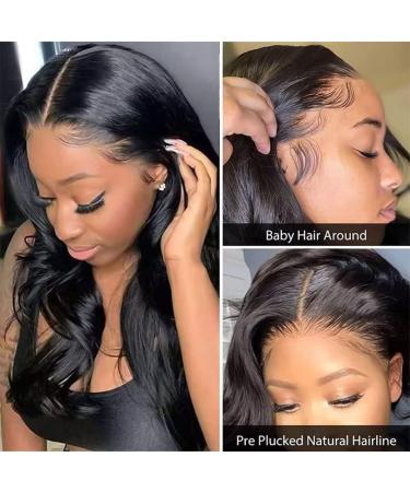 Bele Body Wave 30 inch 13x4 Transparent Lace Front Wig Brazilian Human Hair 180% Density HD Glueless Natural Color Pre Plucked with Baby Hair for Black Women - Buy Online on GoSupps.com