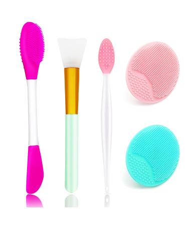 5PCS Silicone Face Scrubber Set, Lip Scrub Brush, Silicone Face Cleansing Brush, Face Applicator Tool and 2PCS Silicone Exfoliating Face Brush for Men Women style 1