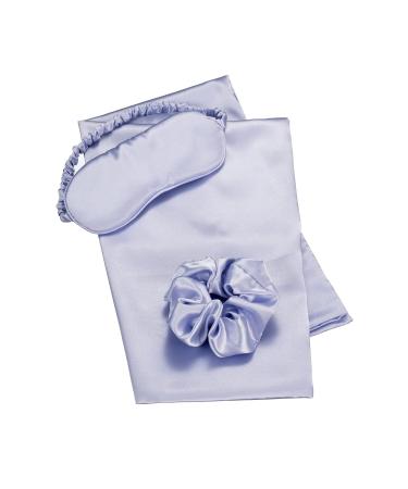 KISMETICS Vegan Silk Sleep Set: Pillowcase, Scrunchie & Eye Mask - Purple | Satin Night Routine Kit for Hair and Skin - Buy Online on GoSupps.com