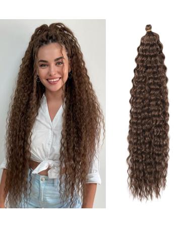 Deep Twist Crochet Hair Waterwell Twist Hair bundle Synthetic curly braided hairstyle hair extension ombre kinky curl braided hair part 22 inch 6 packs 22inch-6Pcs 4/30#