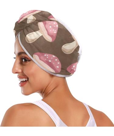 Super Absorbent Pink Mushrooms Hair Towel 2 Pack - Quick Dry Turbans for Women & Girls - Buy Online on GoSupps.com