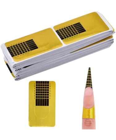 Youning nail templates Self-adhesive nail stencil nail stencils modeling template self-adhesive for gel nails & nail extension golden stencils for the artificial fingernail (100PCs)