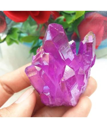 Crystal 100g Titanium Coated Fuchsia Natural Rock Crystal Quartz Cluster Halo Angel Cluster Specimen Suitable for Home Office Decoration ERTEYIN - Buy Online on GoSupps.com