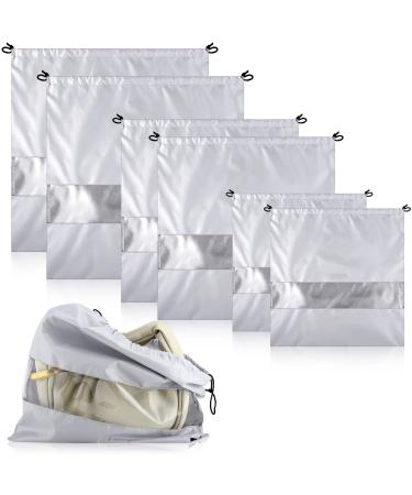 6 Pack Dust Bags for Handbags Drawstring Bags with Visual Waterproof Purses Dust Bag Tarp Storage Organizer for Travel Shoes Boots Multiple Sizes (Silver)