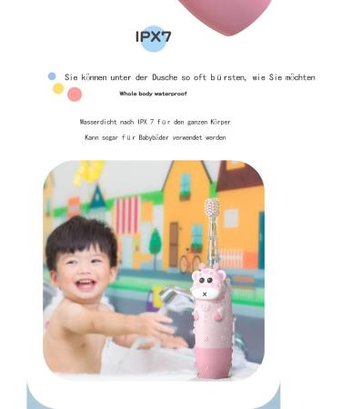 Children's Electric Toothbrush for Ages 2-12 | LED Light Smart Timer & Soft Brush Heads - Waterproof Pink Baby Toothbrush - Buy Online on GoSupps.com
