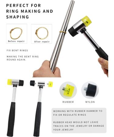 HEYMOUS Ring Sizer Mandrel Set - Steel Measuring Tool Gauge with Rubber Mallet and Finger Size Stick for Jewelry Making - Buy Online on GoSupps.com