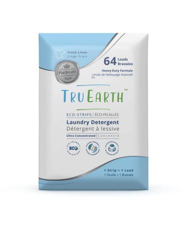 Tru Earth Platinum Eco-friendly, Biodegradable, Zero Waste, Cruelty-Free Laundry Detergent Sheets/Eco-Strips for Sensitive Skin, 64 Count (Up to 128 Loads), Fresh Linen Scent Fresh Linen - Platinum 64 Count (Pack of 1)