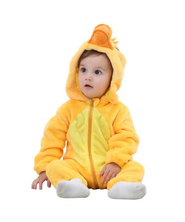 COOKY.D Baby Hooded Rompers Infant Winter Flannel Jumpsuit Pajamas 2-36 Months 12-18 Months Duck - Buy Online on GoSupps.com