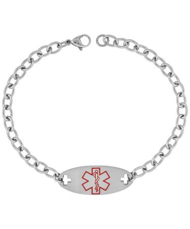 Surgical Steel Medical Alert Bracelet for DIABETIC NON-INSULIN ID 9/16 inch wide 9 inch long