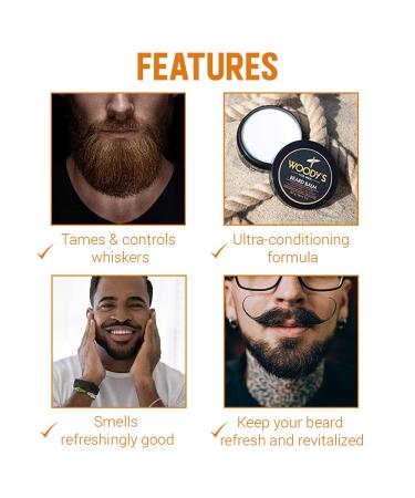 Woody's 2-in-1 Beard Balm & Conditioner - Coconut Oil Panthenol Beeswax - 2 Oz for Stylish Facial Hair - Buy Online on GoSupps.com