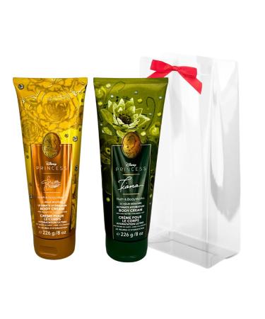 Bath & Body Works PRINCESS COLLECTION Ultimate Hydration Body Cream 2-piece Gift Set with a Bow for Holidays Full Size Limited Edition (Belle & Tiana)