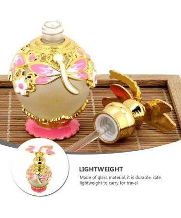 minkissy Glass Containers Empty Perfume Bottle 15ML Jeweled Vintage Refillable Essential Oil Dropper Bottle Decorative Dropper Bottle for Home Travel Retro Perfume Bottle Perfume Ornament Pink - Buy Online on GoSupps.com