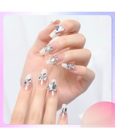 GAOY White Rhinestones for Nails - 1180 Pcs 12 Styles Nail Gems Set for Crafts - Clear 3D Multi Shapes and Round Flat Back Crystal Jewels for DIY Nail Art - Buy Online on GoSupps.com