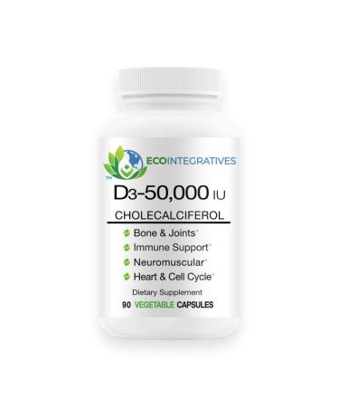 EcoIntegratives Vitamin D3-50 000 IU Cholecalciferol Helps Maintain Healthy Bones & Teeth Bone Density Muscles Cardiovascular Neuromuscular Immune Support Non-GMO Allergy Free 90 Capsules