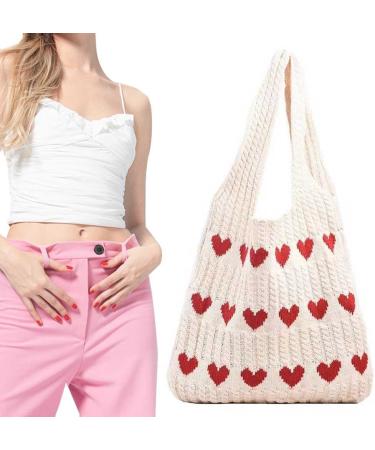 Buy Lovehomily Women's Color Blocked Crocheted Shoulder Bag - Light Large Capacity Handbag with Top Handle & Pendulum Pocket in Apricot | International Shipping Available - Buy Online on GoSupps.com