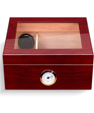 Cigar Boxs Cigar Case Cigar Box Desktop Cigar Humidor Case Glasstop Cigar Storage Box Cherry Finish with Hygrometer and Humidifier Holds 50 Cigars - Buy Online on GoSupps.com