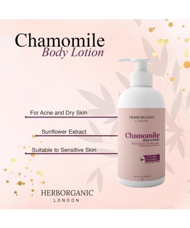 HerbOrganic Chamomile Body Lotion - 300ml - For Acne and Dry Skin - Rejuvenate and Mosturizes Skin - Sunflower Extract - Suitable to Sensitive Skin - Buy Online on GoSupps.com