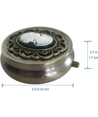 Portable Bronze Pill Box Organizer - Decorative Metal Medicine Holder | Unique Creative Gift for Women - Buy Online on GoSupps.com