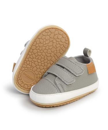 RVROVIC Baby Boys Girls Sneakers Anti-Slip Oxford Loafer Flats Infant Toddler PU Leather Soft Sole Baby Shoes 0-6 Months 3 Grey